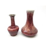 Two Cobridge stoneware Flambe glaze vases,
