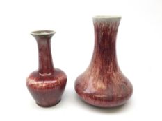 Two Cobridge stoneware Flambe glaze vases,