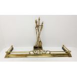 Early 20th century brass companion set with stand,