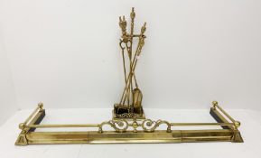 Early 20th century brass companion set with stand,