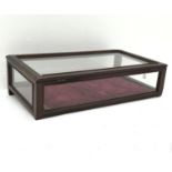 Mahogany framed glazed table top display cabinet with hinged lid,