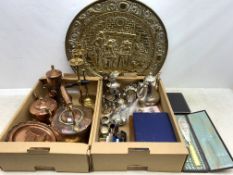 A group of assorted metalware, to include a small selection of silver plate,