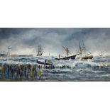 Robert Sheader (British 20th century): Salvaging a Wreck on the South Bay Scarborough,