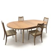 G-Plan teak extending dining table, turned tapering supports (W209cm, H73cm,