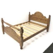 Solid pine frame 4'6" double bed, W153cm, H108cm,