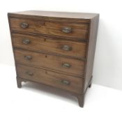 Georgian mahogany chest, four graduating cockbeaded drawers, shaped bracket supports, W90cm, H95cm,