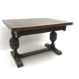 20th century oak drawer leaf dining table,