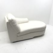 Chaise longue sofa upholstered in white leather, W95cm, H90cm,