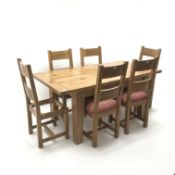 Rectangular oak extending dining table, square tapering supports (W180cm, H80cm,