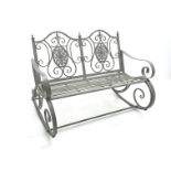 Grey finish two seat garden rocking bench,