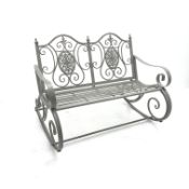 Grey finish two seat garden rocking bench,