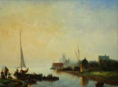 Dutch School (20th century): Shipping in an Estuary,
