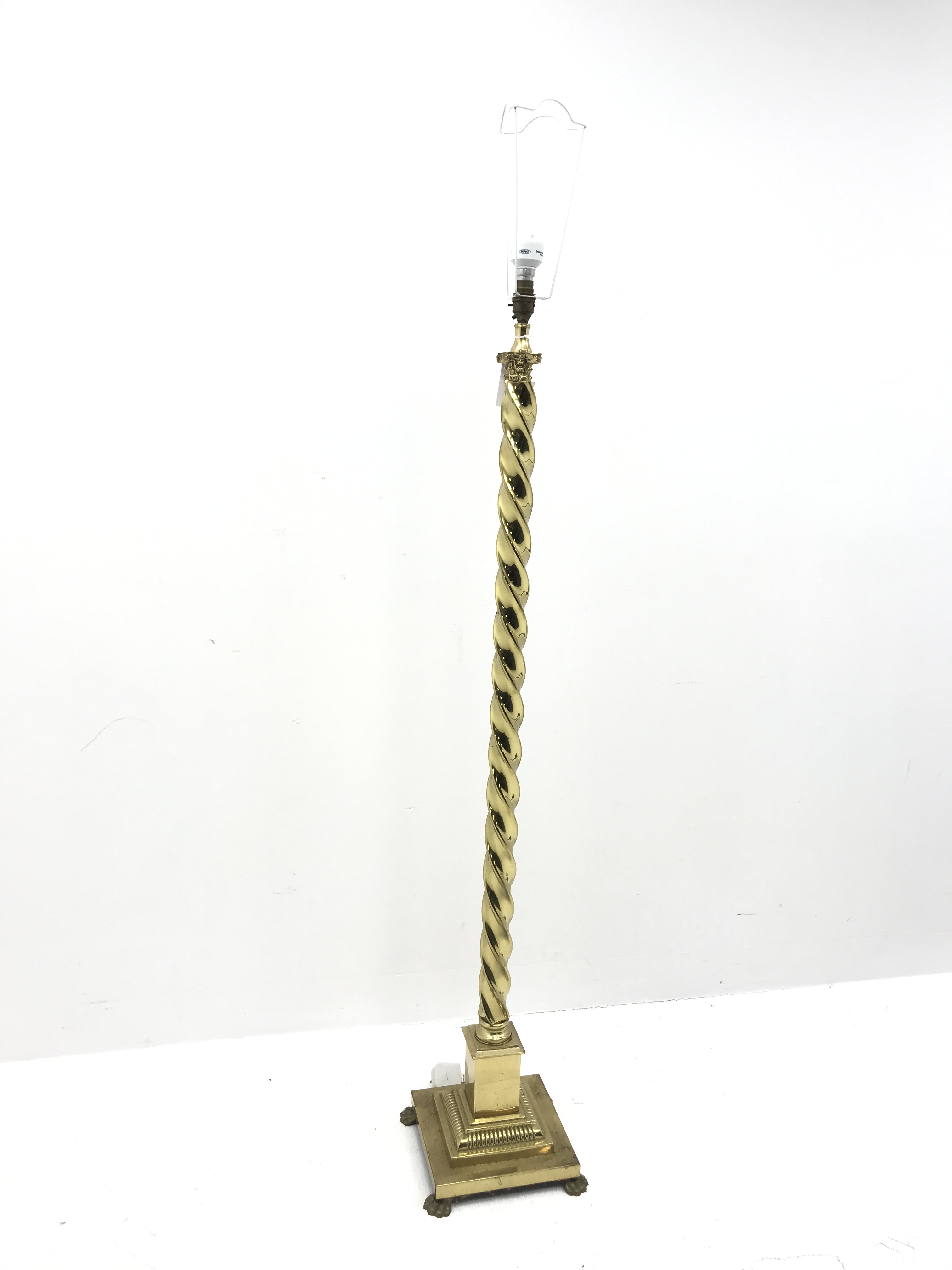 Classical brass rope twist standard lamp with shade,