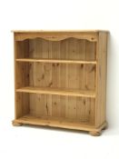 Solid pine open bookcase fitted with two adjustable shelves, W86cm, H90cm,
