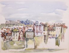 Patricia Thompson (British Contemporary): 'Whitby Harbour Houses', watercolour signed and dated '84,