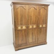 Barker & Stonehouse mango wood triple wardrobe, projecting cornice,