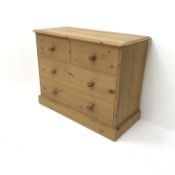 Solid pine chest fitted with two short and two long drawers, W96cm, H75cm,