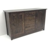 Laura Ashley Garratt range side cabinet, four drawers flanked by two cupboards, stile supports,