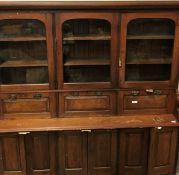 Victorian walnut secretaire bookcase, projecting cornice,