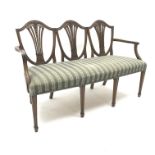 Late 19th century Hepplewhite style mahogany three seat couch, upholstered seat,