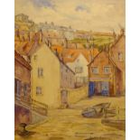 Donald Gray Midgely (British 1918-1995): Lifeboat Pier 'East Side Whitby',