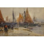 David Gould Green (British 1854-1918): Busy Harbour,