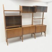 Poul Cadovius - 1950s/60s teak modular wall unit, three glazed display cabinet,