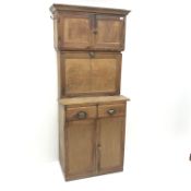 1920s Quicksey kitchen cabinet, two cupboards above fall front enclosing fitted interior,