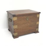 Mid 20th century brass bound mahogany coal box, single hinged lid, bracket supports, W46cm, H37cm,