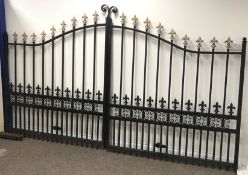 Pair large wrought iron driveway gates, W332cm,