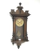 Late 19th century walnut cased Vienna style wall clock, twin train movement,