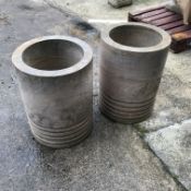 Pair stone circular planters with rubbed bases, D45cm,