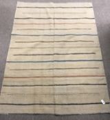 Shiraz Kilim beige ground rug, patterned stripes,