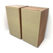 Pair large teak cased Lowther cabinet speakers, W47cm, H85cm,