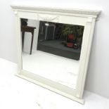 Rectangular white painted finish bevel edge mirror, Adams style swag, W110cm,