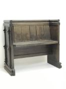 19th century oak church pew, W86cm, H80cm,