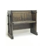 19th century oak church pew, W86cm, H80cm,