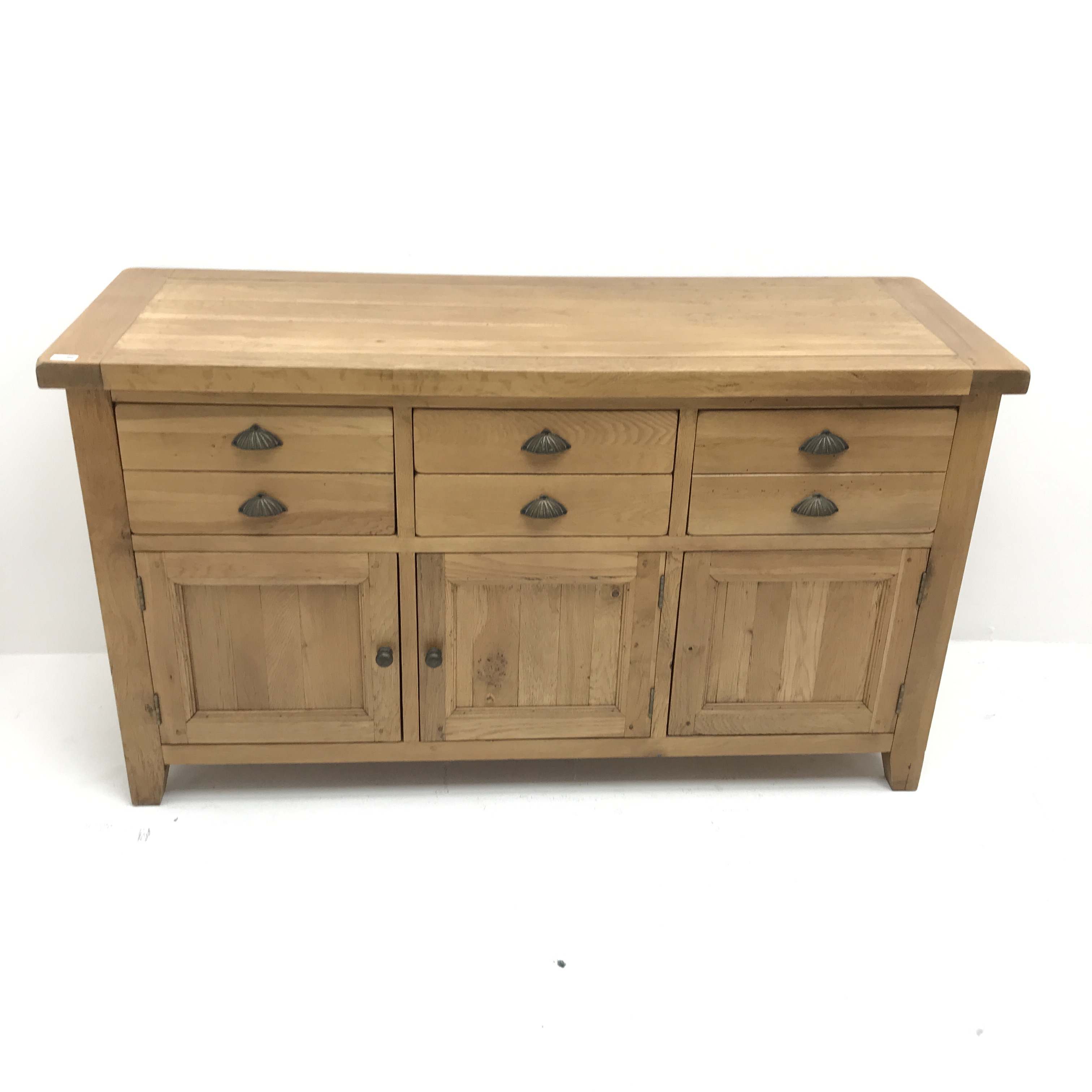 Light oak sideboard, four drawers above three cupboards, stile supports, W160cm, H91cm, - Image 2 of 6