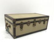 Vintage travelling trunk, hinged lid with clasp, two carrying handles, W91cm, H37cm,