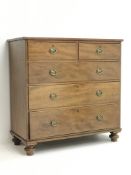 19th century mahogany chest fitted with two short and three long drawers,