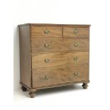 19th century mahogany chest fitted with two short and three long drawers,