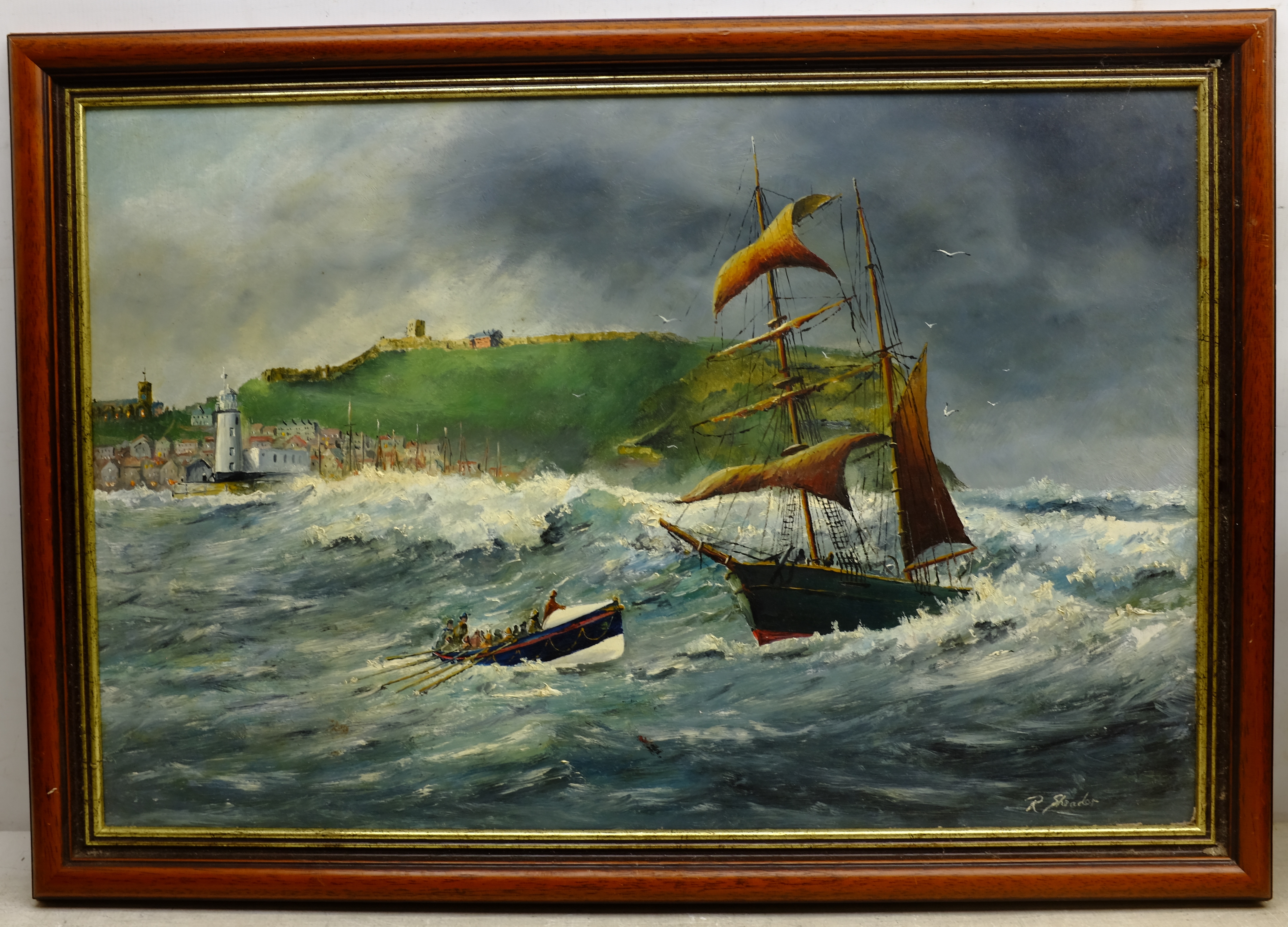 Robert Sheader (British 20th century): Scarborough Lifeboat on a Rescue off Scarborough in Stormy - Image 2 of 2