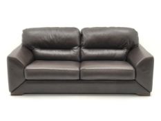 Three seat sofa (W203cm, D99cm) and pair matching armchairs (W111cm), with footstool (81cm x 81cm,