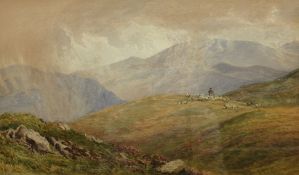 English School (Late 19th century): Herding Sheep in the Highlands,