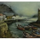 John Emerson (British Contemporary): Cobles at Staithes,