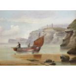 Edward King Redmore (British 1860-1941): Boats at the Cliff Foot,