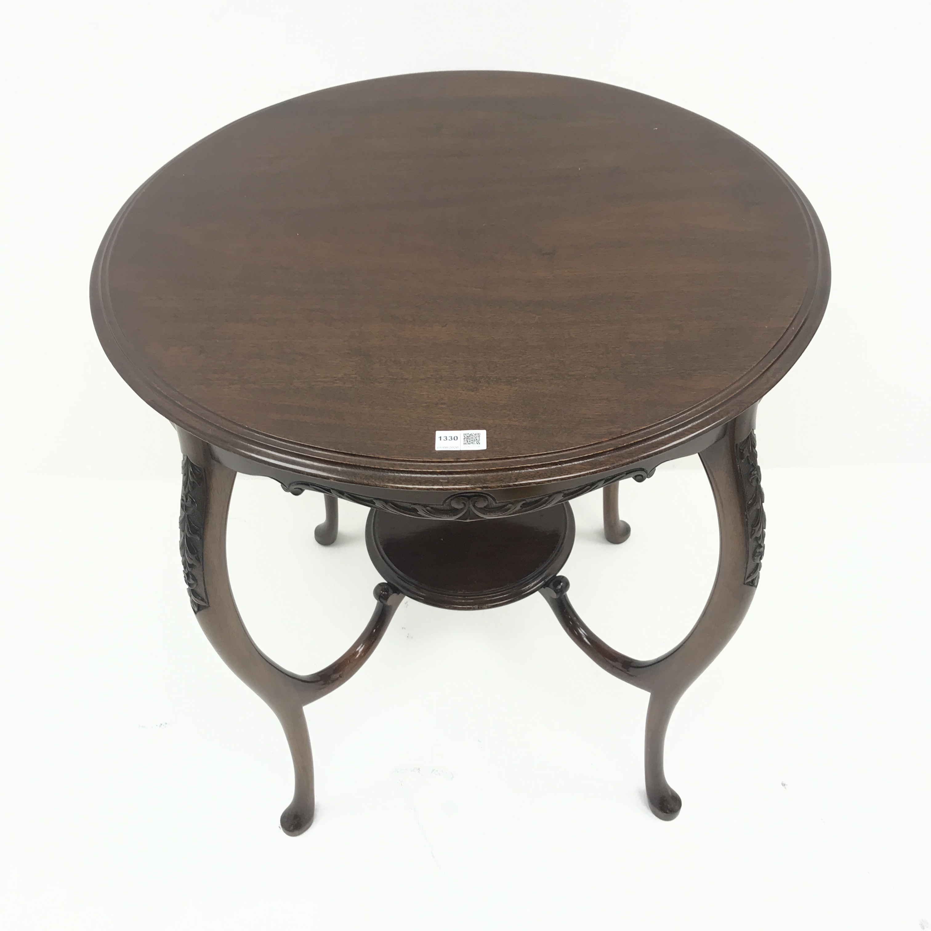 Early 20th century mahogany centre table, carved apron, - Image 2 of 4