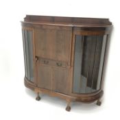 Early 20th century mahogany bureau bookcase, raised shaped back,