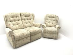 Celebrity two seat sofa upholstered beige ground floral patterned fabric (W140cm) and matching