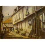 Donald Gray Midgely (British 1918-1995): Market Place Whitby, oil on board signed and dated '82,